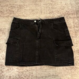 Topshop Black Cargo Denim Shorts